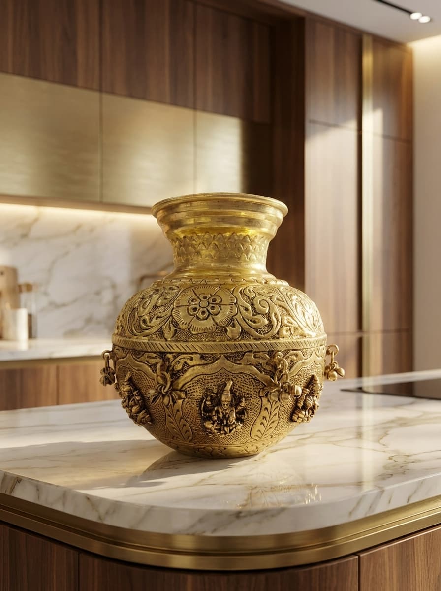 Handcrafted Brass Ashtalaxmi Lota — Brass Collection at Dolle Kitchenware Kalaburagi
