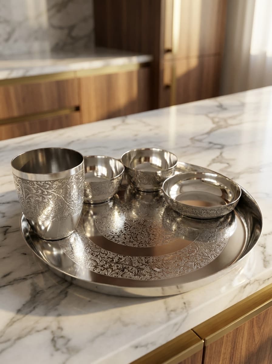 Coconut premium stainless steel dining thali set